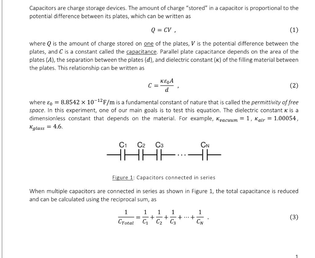 Solved Capacitors are charge storage devices. The amount of