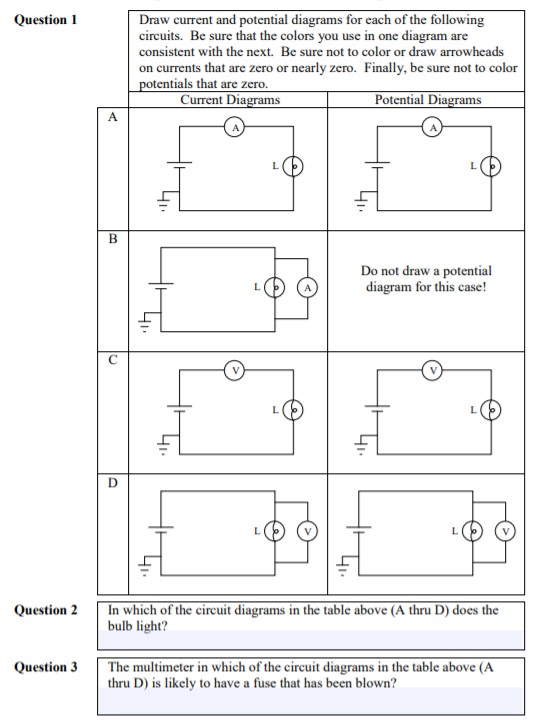 Solved Question 1 Draw current and potential diagrams for