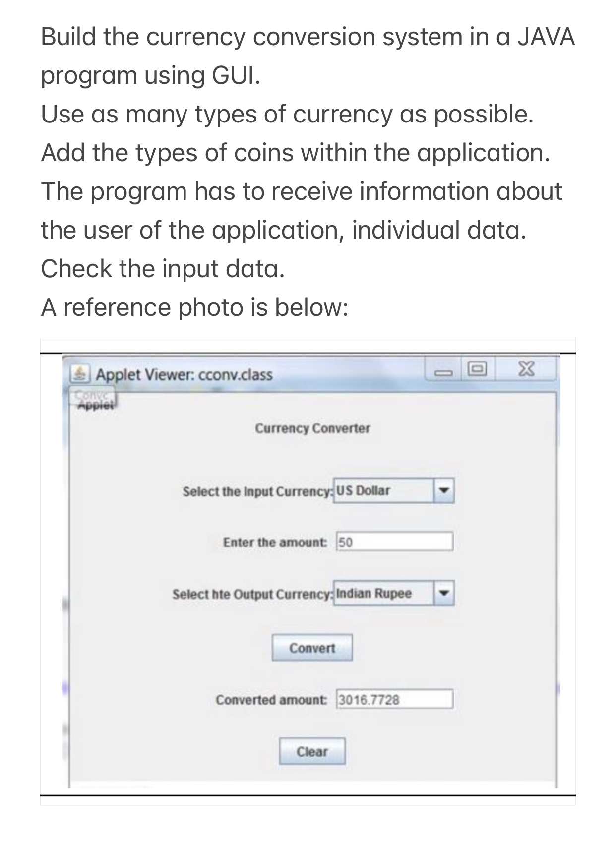 Solved Build the currency conversion system in a JAVA | Chegg.com