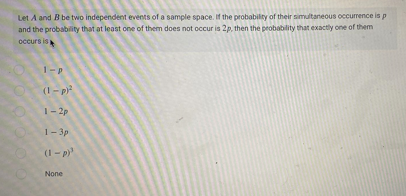 Solved Let A And B Be Two Independent Events Of A Sample | Chegg.com