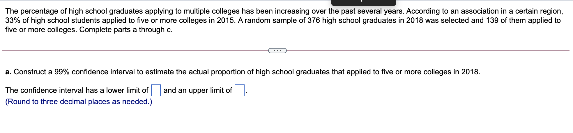 Solved The percentage of high school graduates applying to | Chegg.com