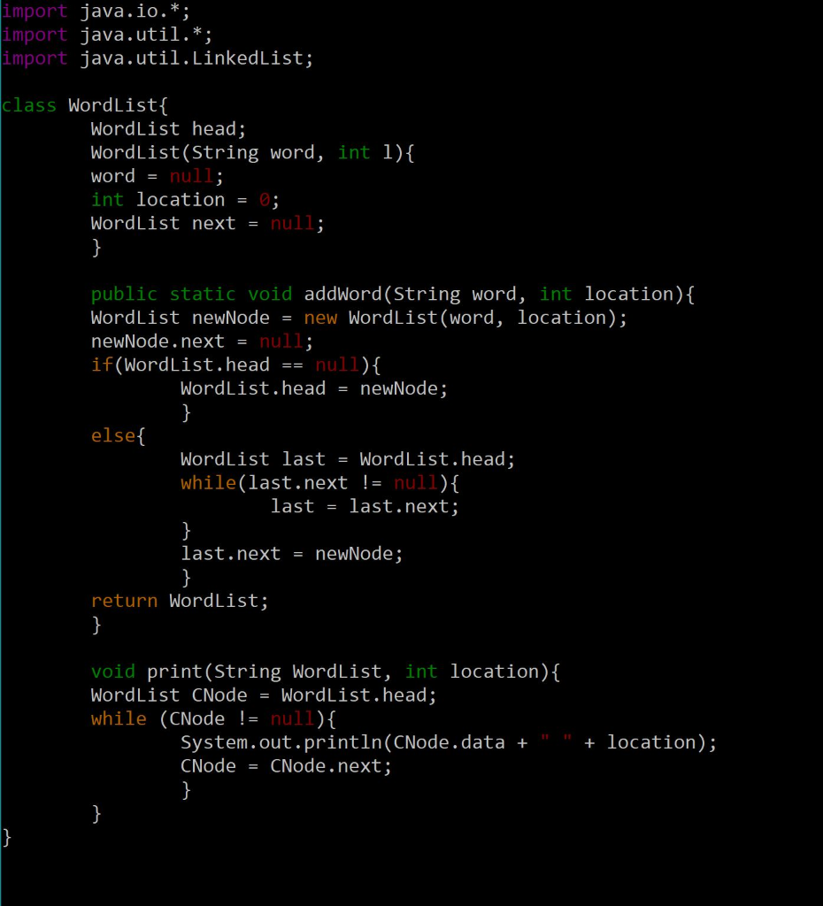 Solved I'm trying to implement a linked list in Java, but I | Chegg.com