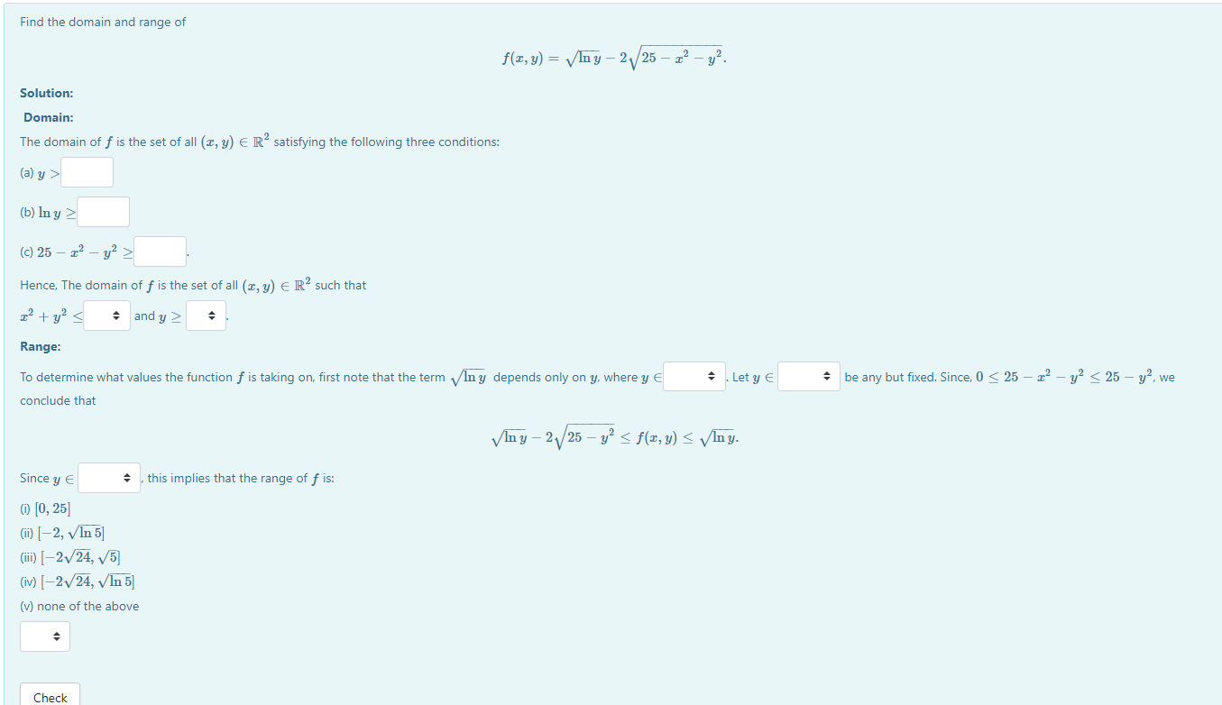 Solved Find The Domain And Range Of Fxylny−225−x2−y2 1851