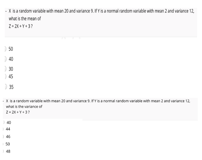 Solved - X is a random variable with mean 20 and variance 9. | Chegg.com