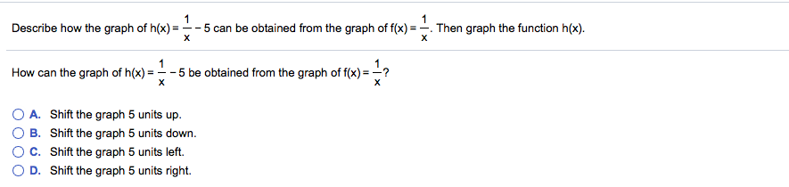 Solved Describe how the graph of h(x)-5 can be obtained from | Chegg.com