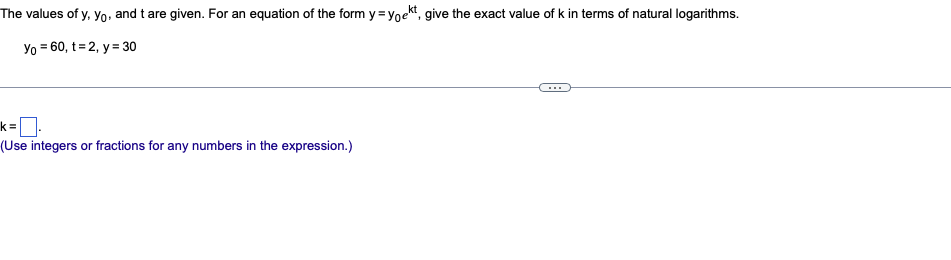 Solved The values of y,y0, and t are given. For an equation | Chegg.com