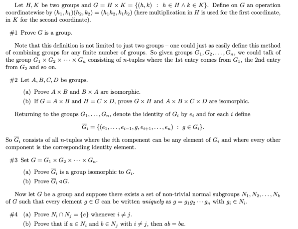 Solved Let H K Be Two Groups And G H X K H K H Chegg Com