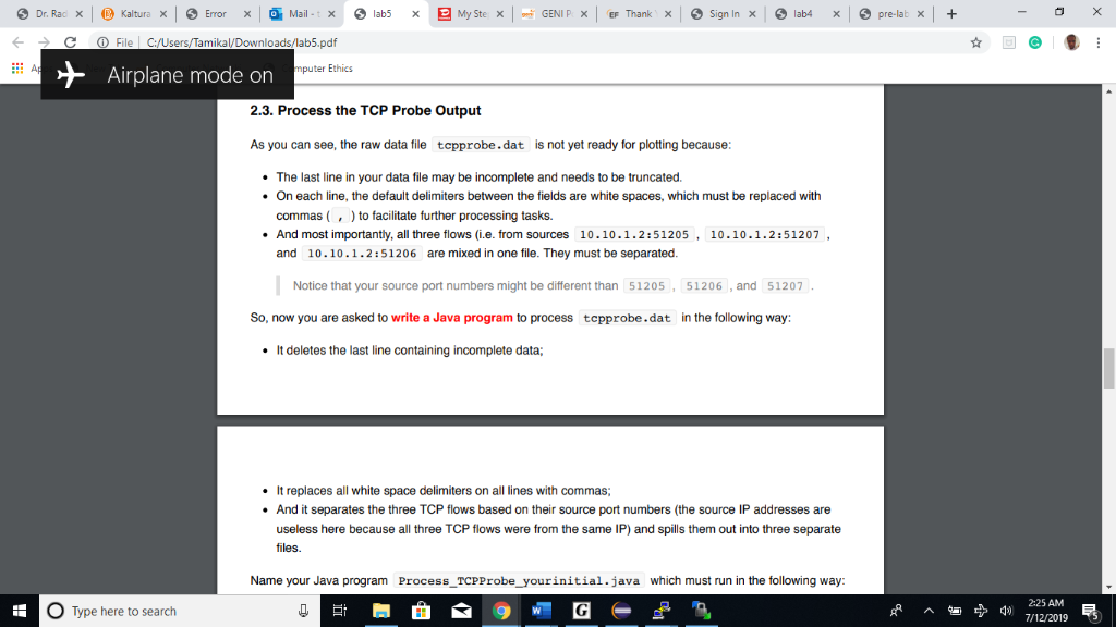 labs x Mystex GENIP. X | EF Thank x Sign In x lab4 x pre-lab x + - 0 X + Dr. Rac X + c + kaltura x Error x Mail - t * O File