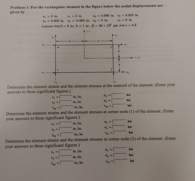 Solved Problem 1: For the rectangular element in the figure | Chegg.com