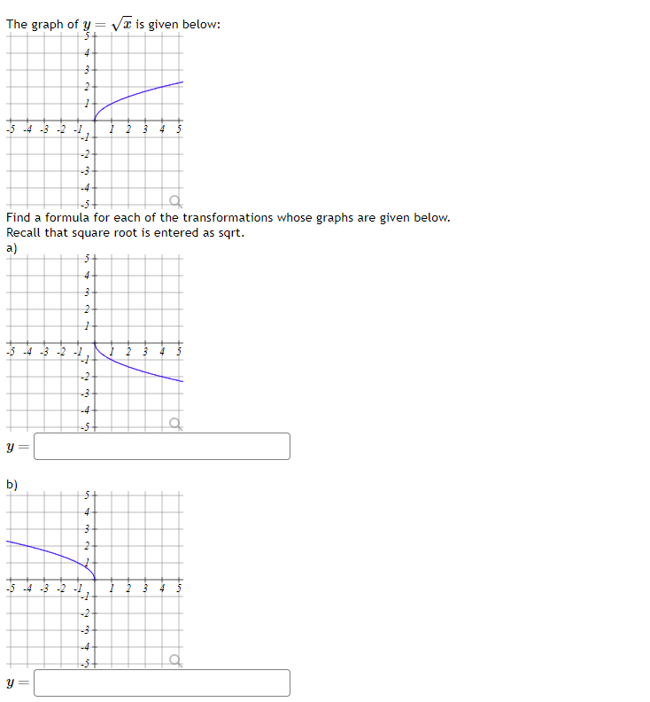 Solved The graph of y=x is given below: Find a formula for | Chegg.com