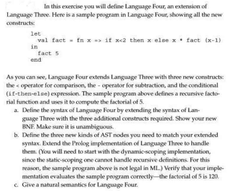 Solved In this exercise you will define Language Four, an