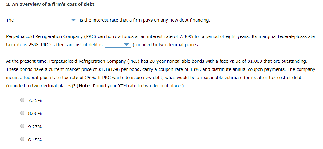 solved-2-an-overview-of-a-firm-s-cost-of-debt-the-is-the-chegg