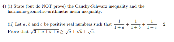 Solved (ii) Let A,b And C Be Positive Real Numbers Such That | Chegg.com