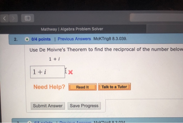 Solved Mathway | Algebra Problem Solver 2. 0/4 Points 1 | Chegg.com