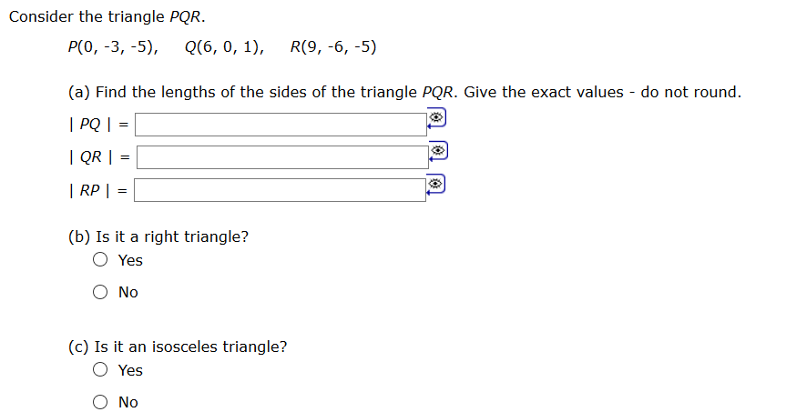 find the length of the sides of the triangle pqr