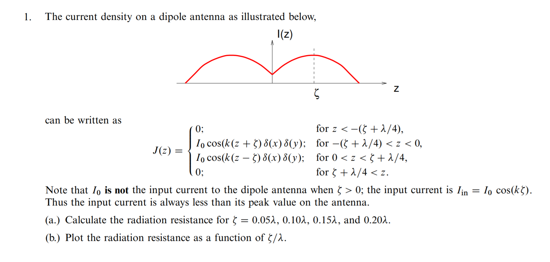 1 The Current Density On A Dipole Antenna As Illu Chegg Com