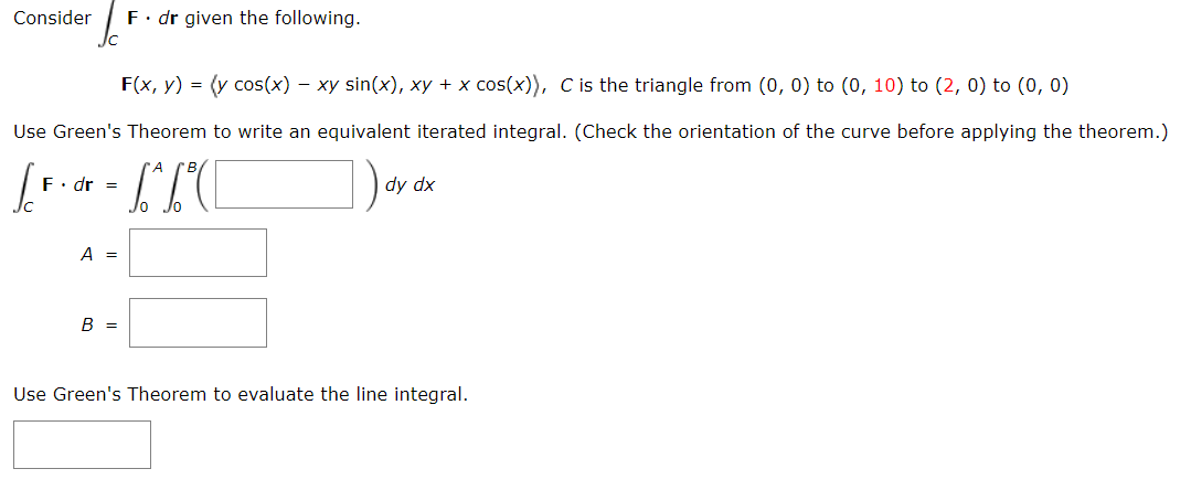 Solved Consider C F · Dr Given The Following. F(x, Y) = Y | Chegg.com