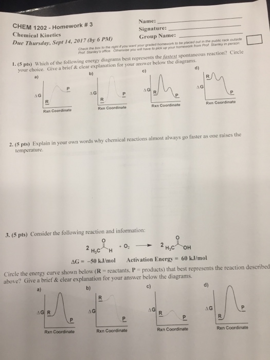 Solved CHEM 1202-Homework # Chemical Kinetics Due Thursday, | Chegg.com