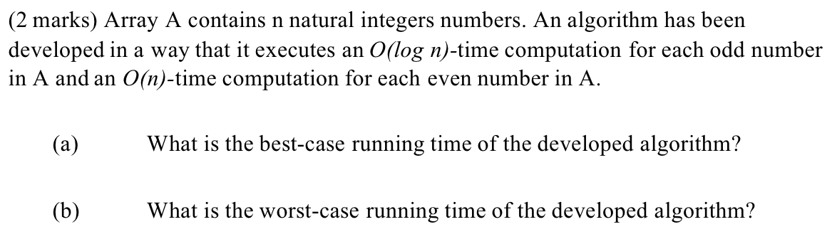 Solved (2 marks) Array A contains n natural integers | Chegg.com