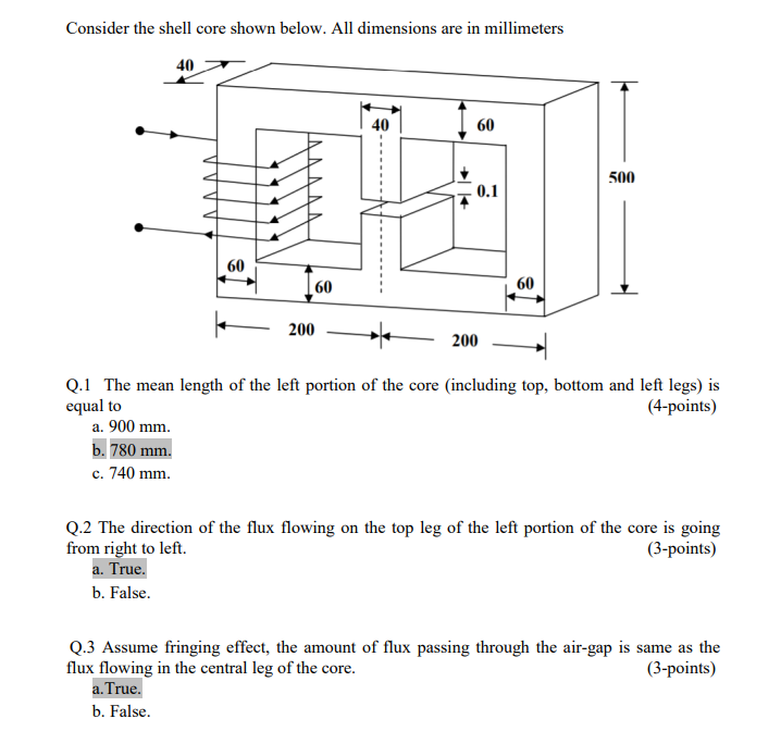 Solved Consider the shell core shown below. All dimensions | Chegg.com