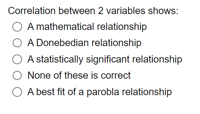 Solved Correlation between 2 variables shows: A mathematical | Chegg.com