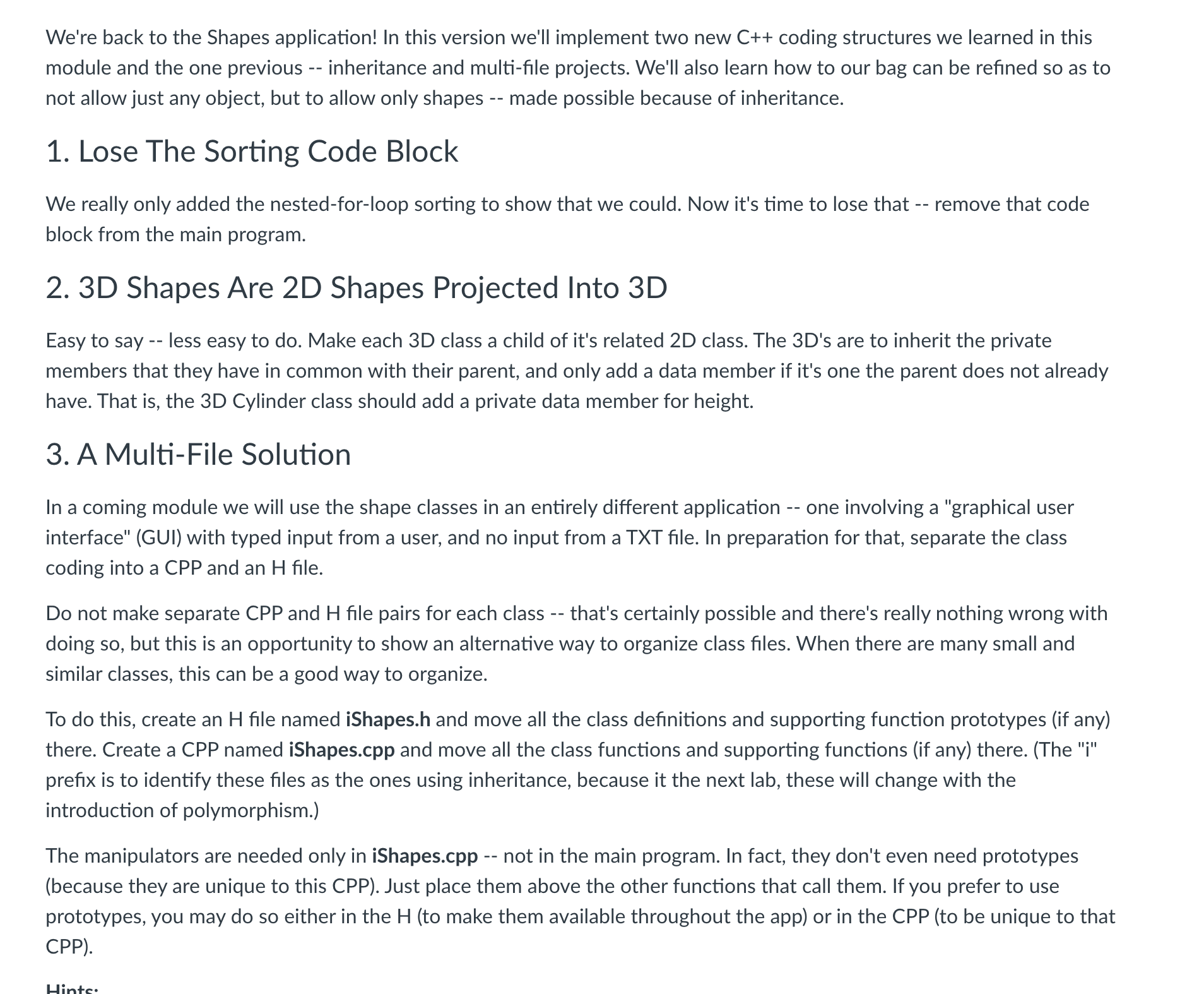 We're back to the Shapes application! In this version | Chegg.com