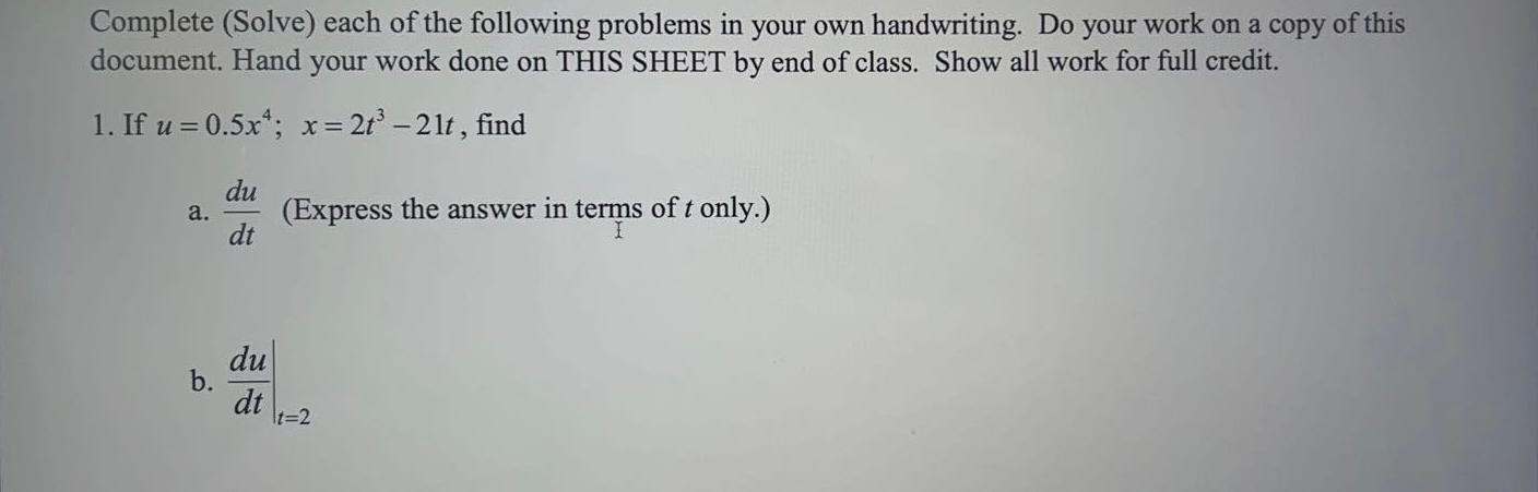 Solved Complete (Solve) each of the following problems in | Chegg.com