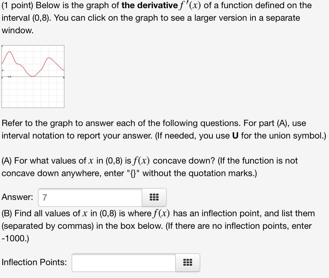 Solved (1 point) If the figure below is the graph of the | Chegg.com