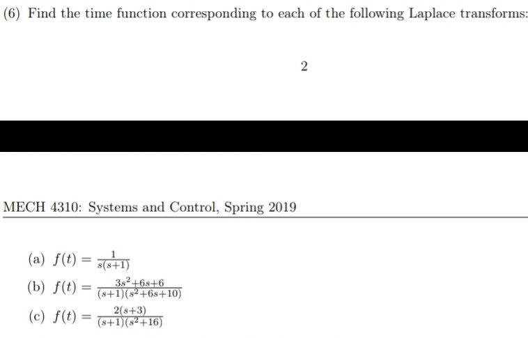 Solved (6) Find the time function corresponding to each of | Chegg.com