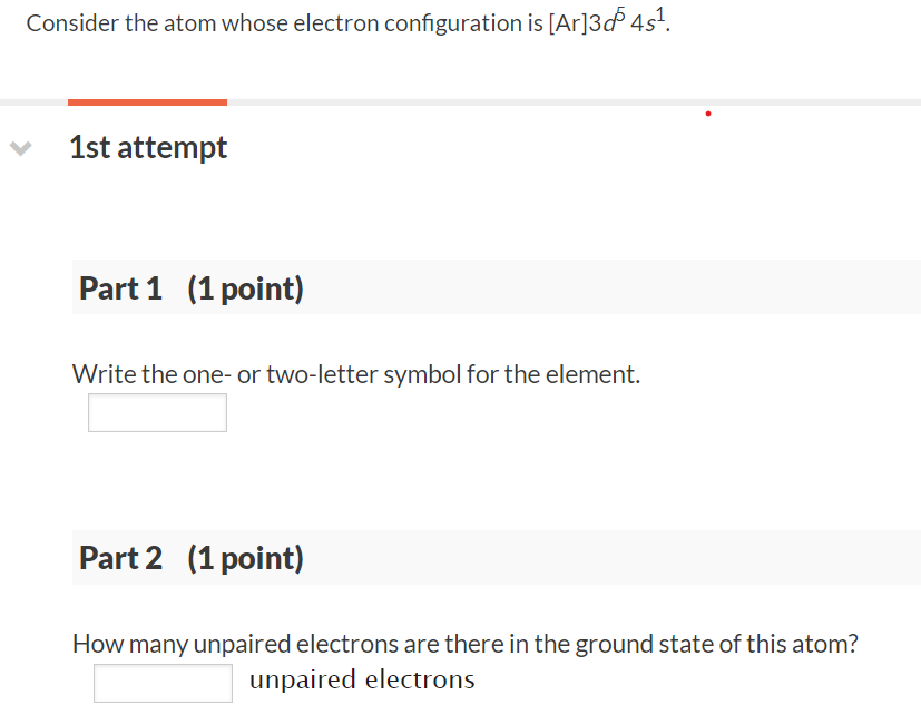 Solved Consider the atom whose electron configuration is | Chegg.com
