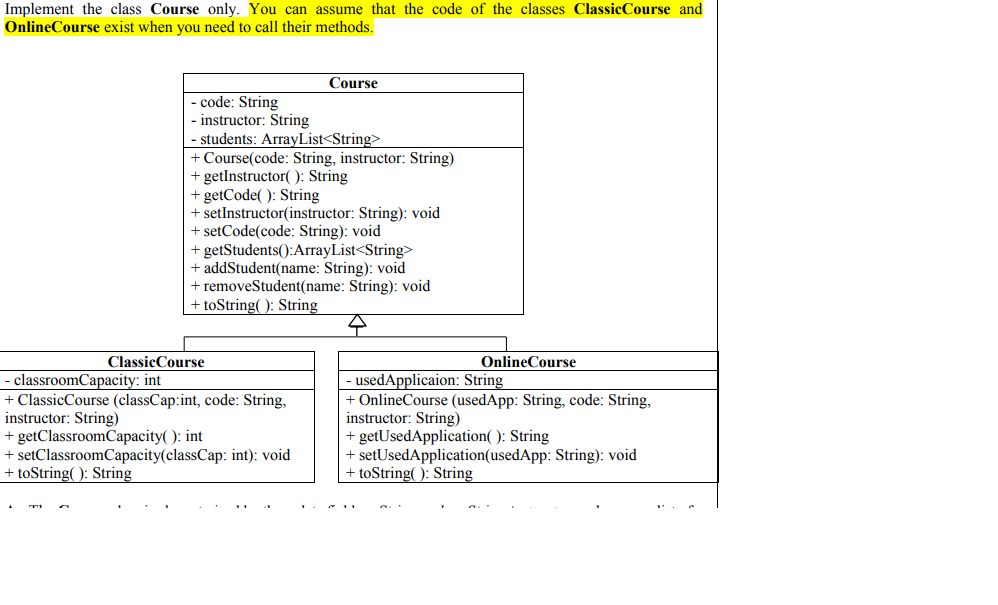 Solved JAVA LANGUAGE A. The Course class is characterized by | Chegg.com