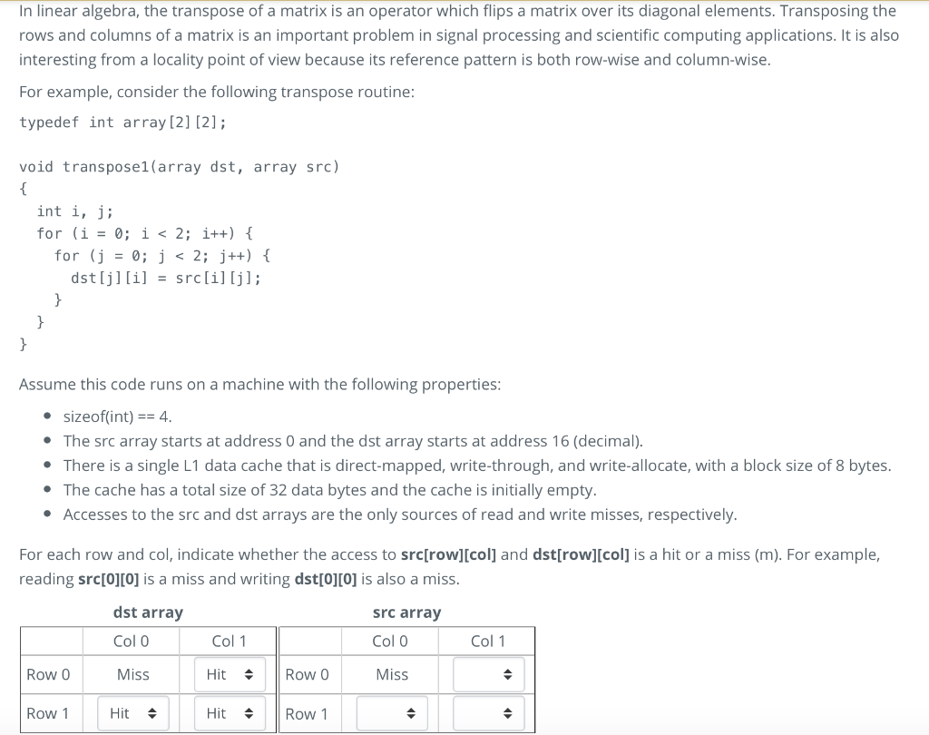 Solved In linear algebra, the transpose of a matrix is an | Chegg.com