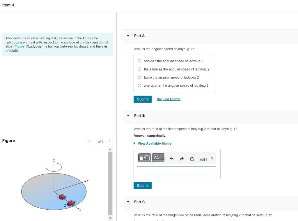 Solved Two ladybugs sit on a rotating disk, as shown in the | Chegg.com