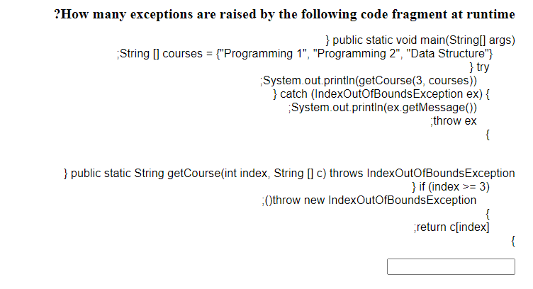 Solved ?How many exceptions are raised by the following code | Chegg.com