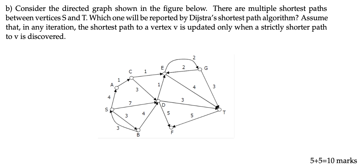 Solved B) Consider The Directed Graph Shown In The Figure | Chegg.com