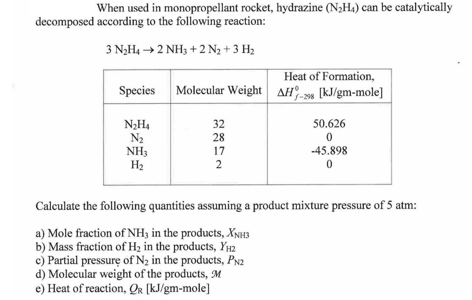 solved-when-used-in-monopropellant-rocket-hydrazine-n2h4-chegg