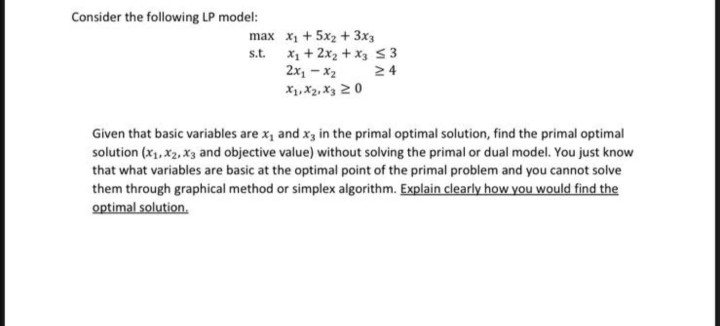 Solved Consider the following LP model: max xi+ 5x2 + 3x3 | Chegg.com