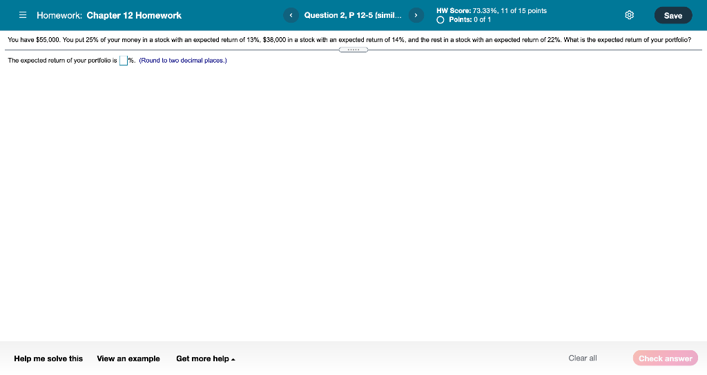 Solved Homework: Chapter 12 Homework