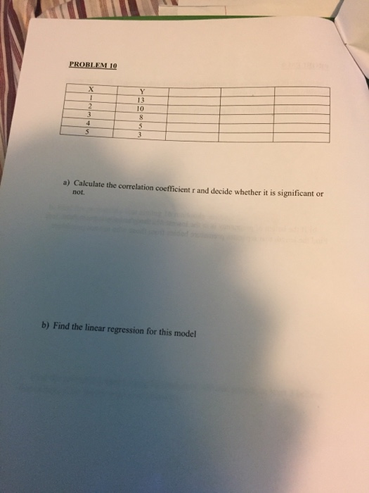 Solved PROBLEM 10 a) Calculate the correlation coefficient r | Chegg.com