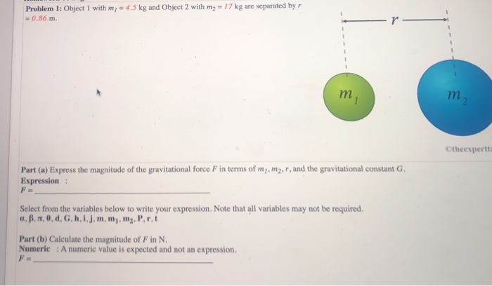 Solved Problem 1: Object l with m, = 4.5 kg and Object 2 | Chegg.com