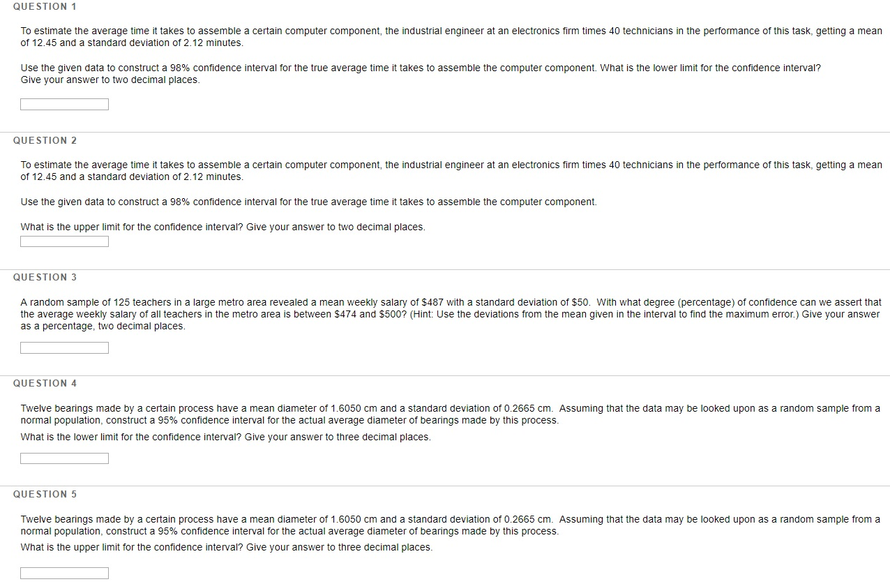 Solved QUESTION 1 To estimate the average time it takes to | Chegg.com