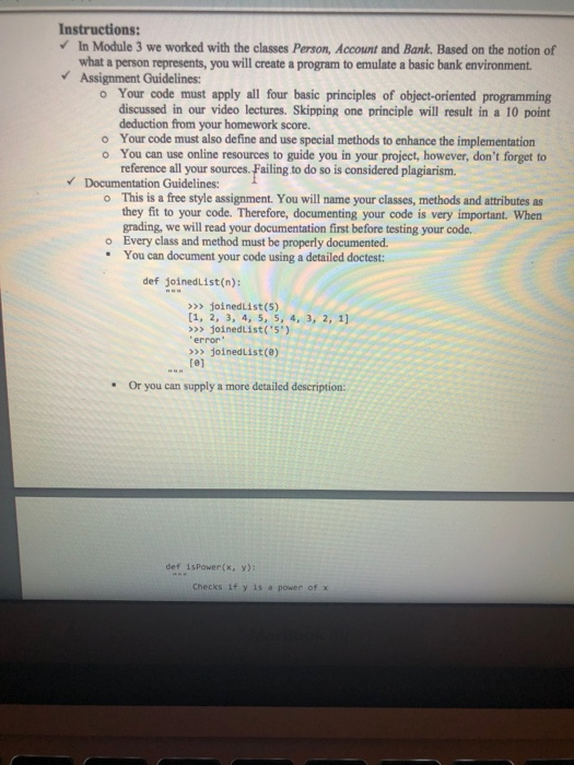Instructions: In Module 3 we worked with the classes | Chegg.com