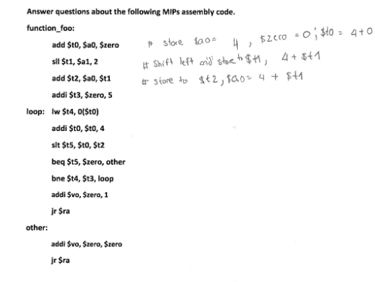 Answer questions about the following MIPs assembly | Chegg.com