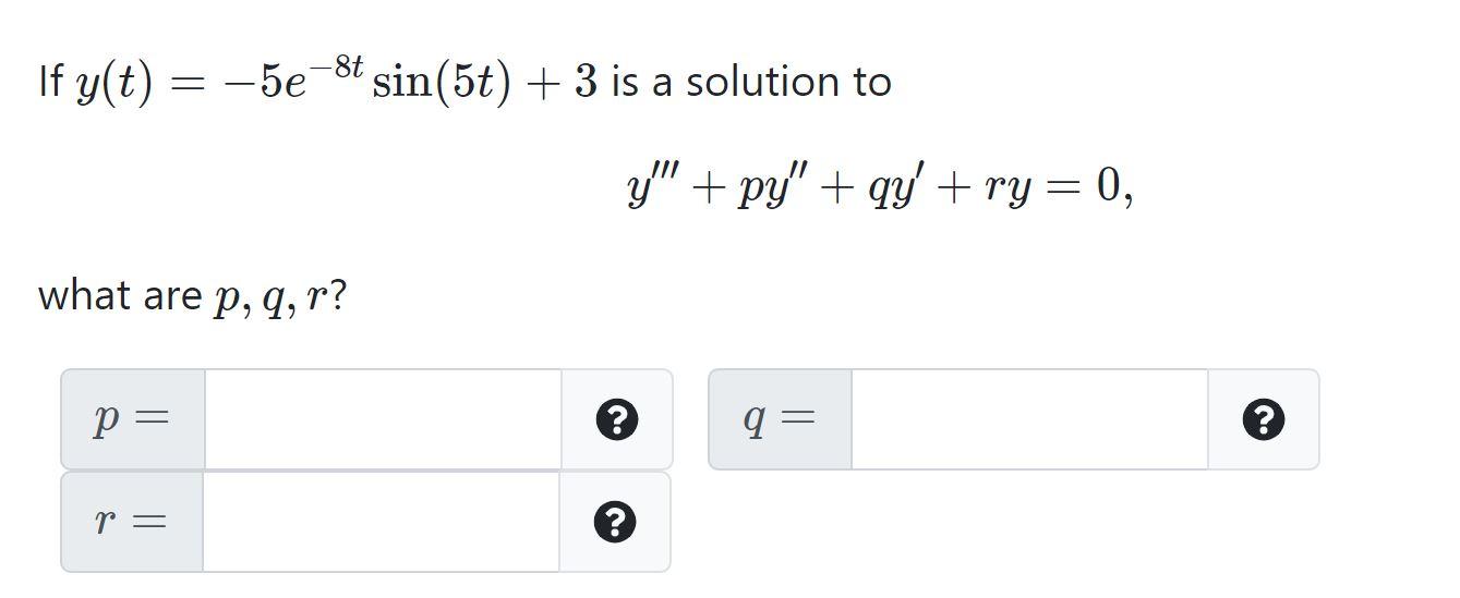 Solved If Y T 5e 8t Sin 5t 3 Is A Solution To Y Chegg Com