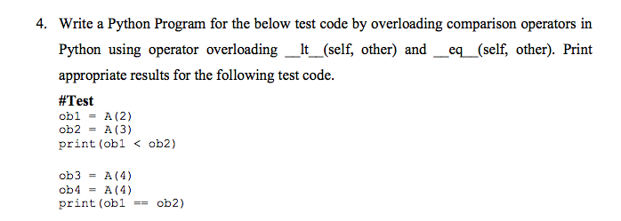Solved 4. Write a Python Program for the below test code by | Chegg.com