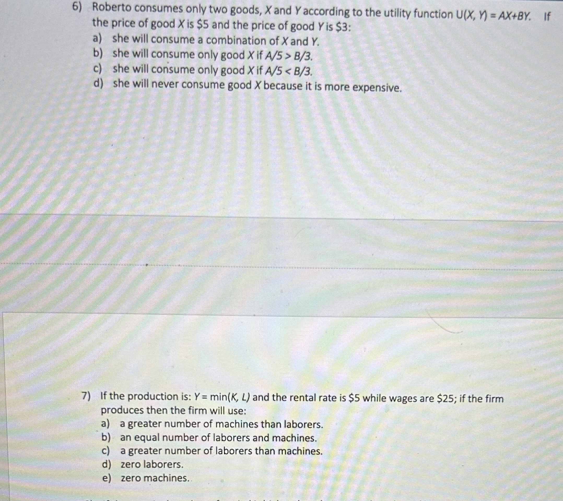 Solved 6) Roberto consumes only two goods, X and Y according | Chegg.com