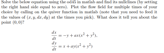 Solved Solve the below equation using the od 45 in matlab | Chegg.com
