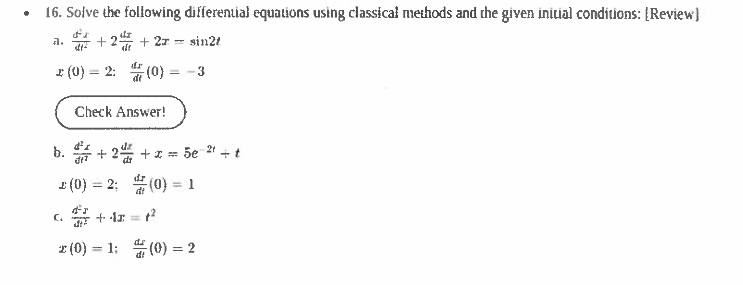 Solved 16. Solve The Following Differential Equations Using | Chegg.com