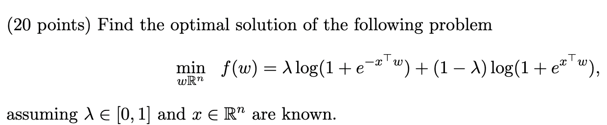 Solved (20 ﻿points) ﻿Find the optimal solution of the | Chegg.com