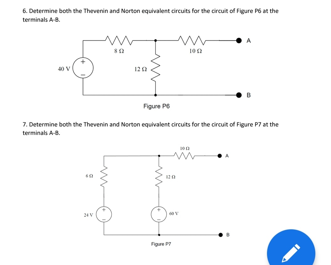 Solved 6 Determine Both The Thevenin And Norton Equivalent 7143